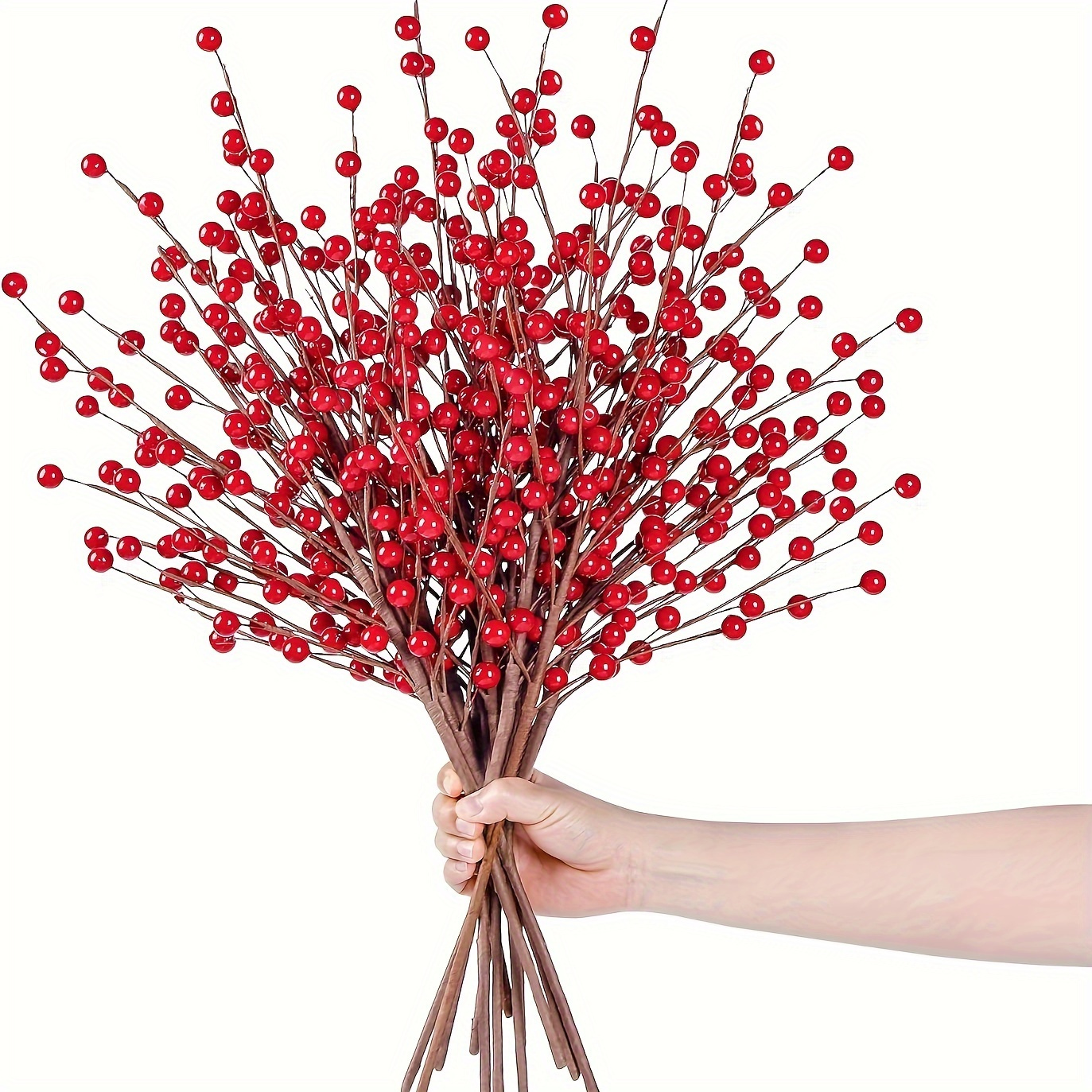 Artificial Red Berry Stems, 7.1 Inch Burgundy Red Berry Picks