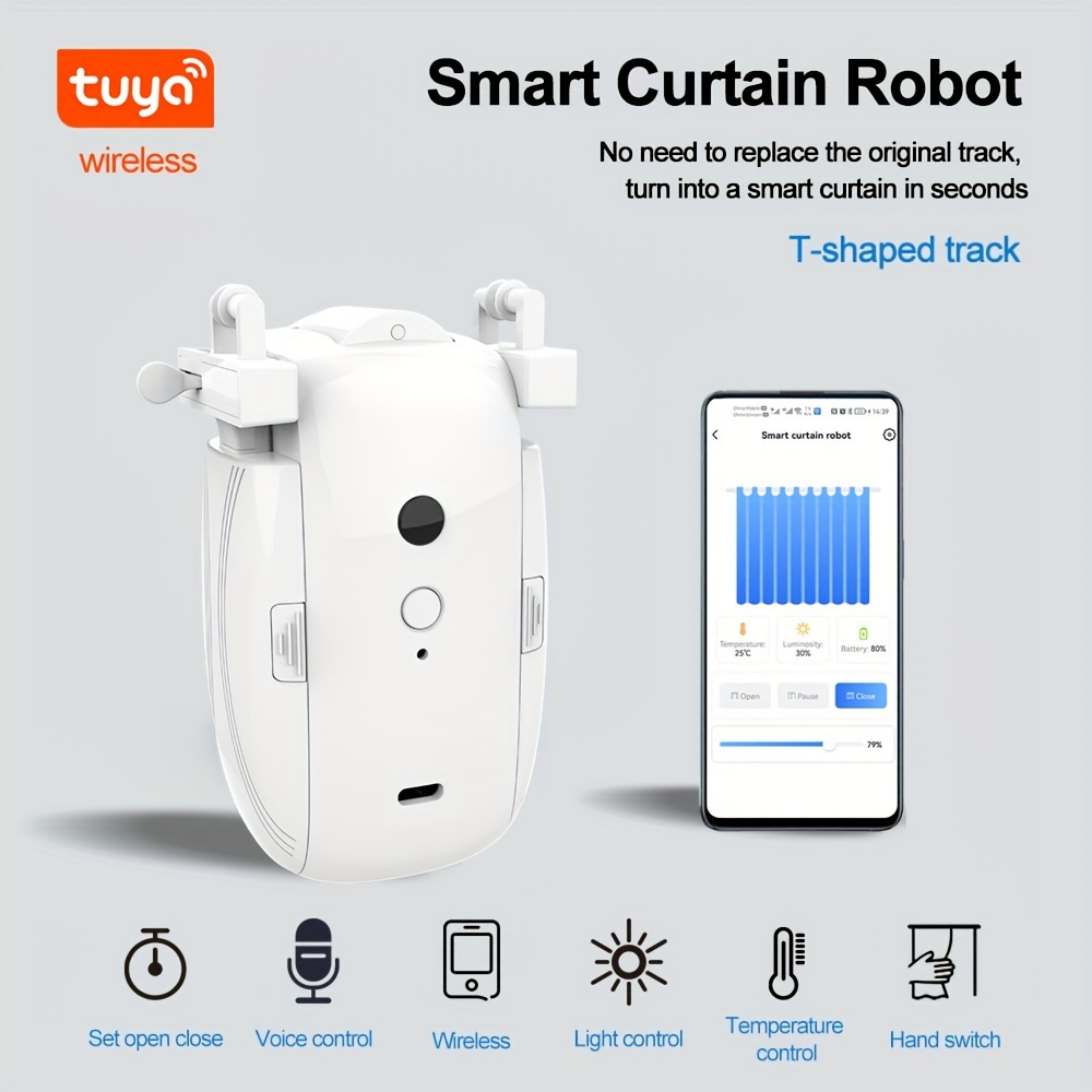 Tu ya BT Smart Curtain Motor Electric Curtain Robot apri automatico nessun  cablaggio supporto APP telecomando Timer Setup Sensing - AliExpress