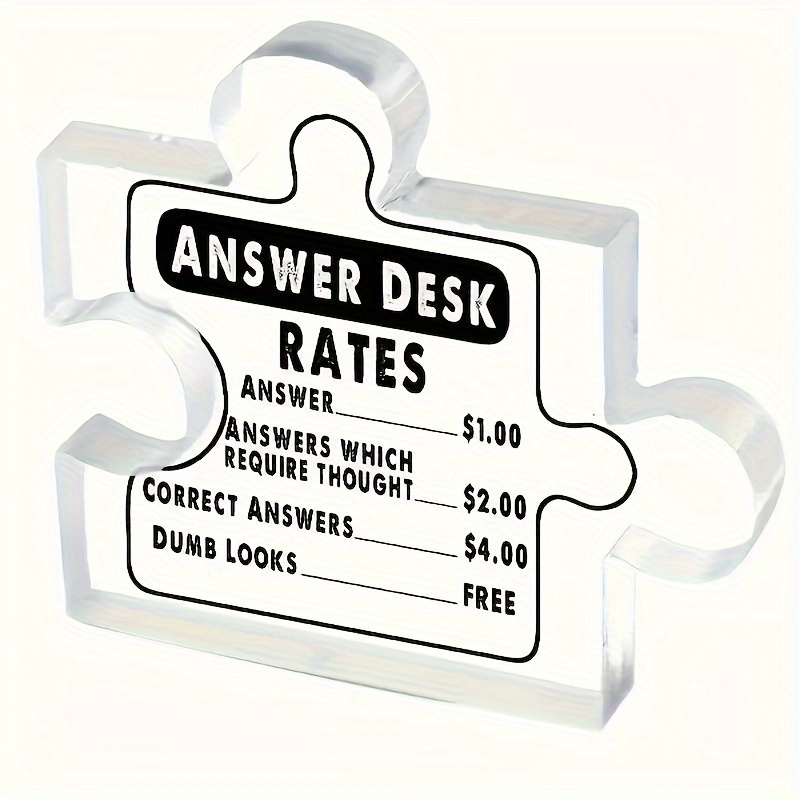 

Funny Answer Desk Acrylic Decor - Novelty Home Accent, Perfect For Bedroom & Holiday Decorations, 4.13" X 4.13 Room Decor Bedroom Decor And Accessories