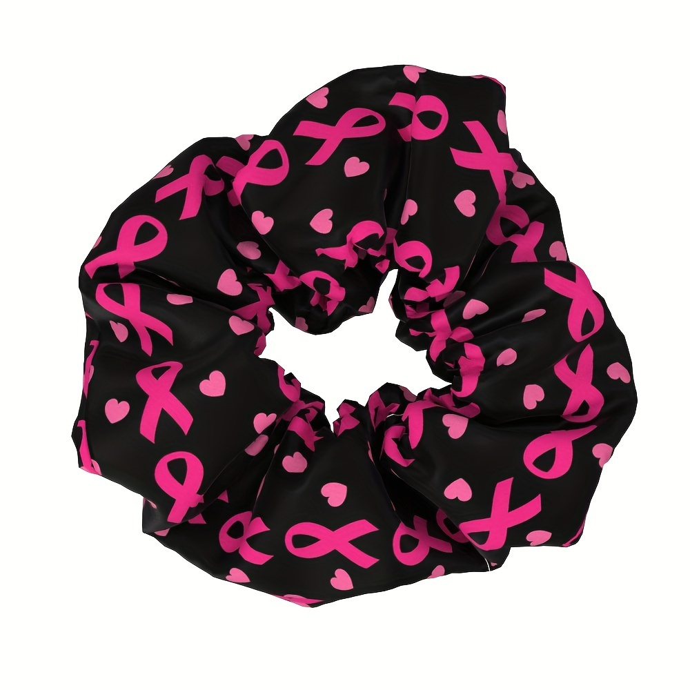 

1pc Breast Cancer Awareness Ribbon Scrunchie - Fabric Hair Tie For Women, High Elasticity Durable Ponytail Holder, Cute Sweet Style Hair Accessories