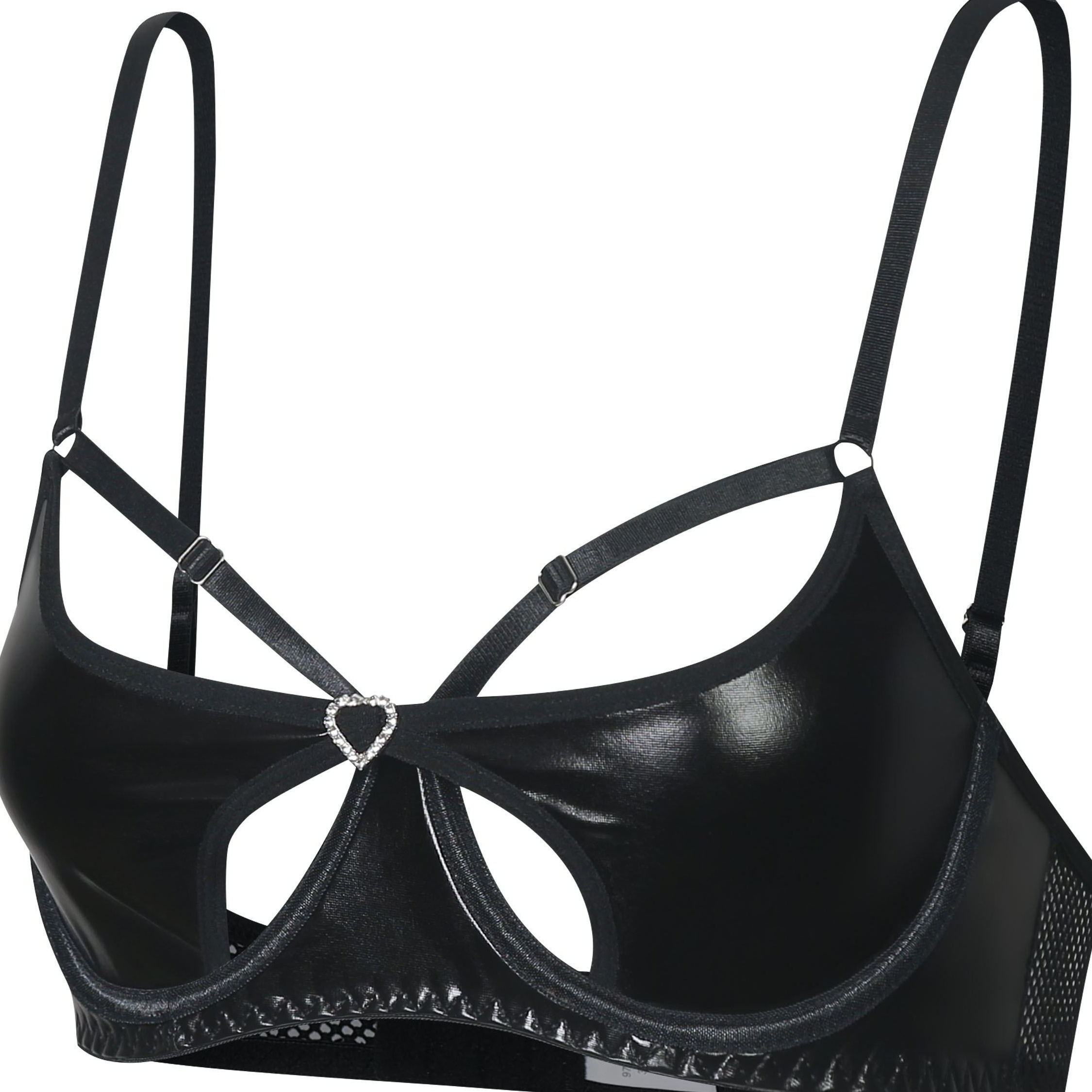 

Heart Ring Linked Bra, Hollow Out Stitching Bra, Women's &