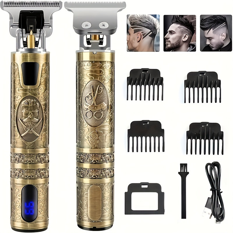 

Professional Cordless Hair Clipper For Men, 0 Gapped T-blade Trimmer, Retro Beard Hair Trimmer Shaver Machine, Hair Cutting Kit, Holiday Gift For Him