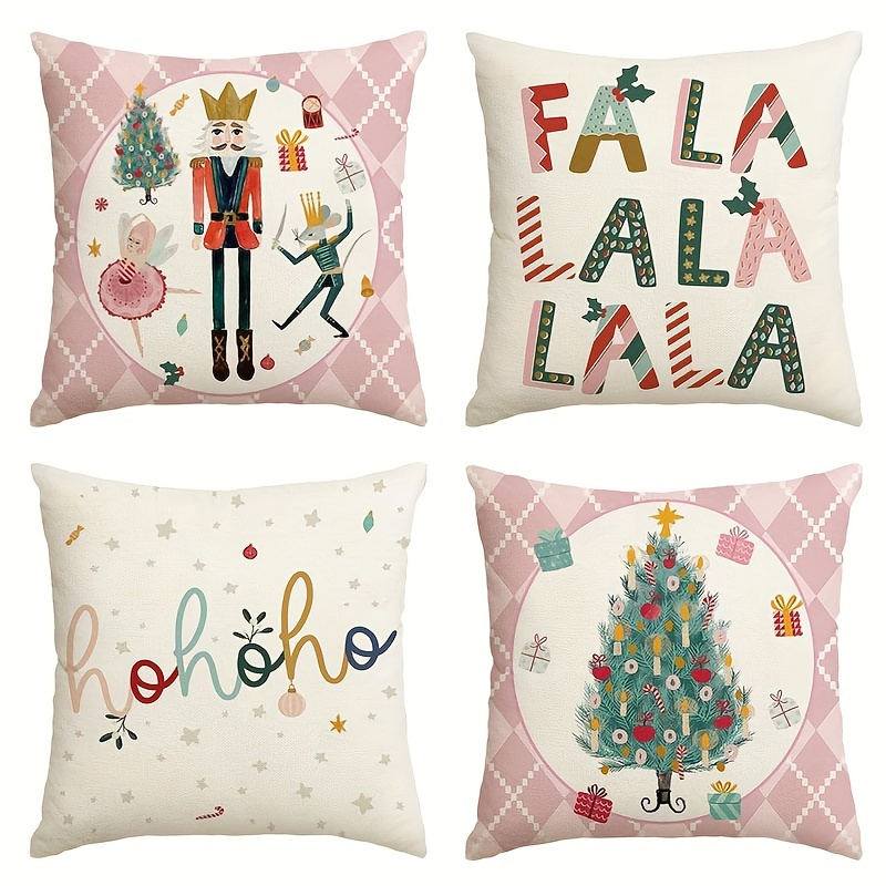 

Set Of 4 Linen Blend Christmas Nutcracker Pillowcases