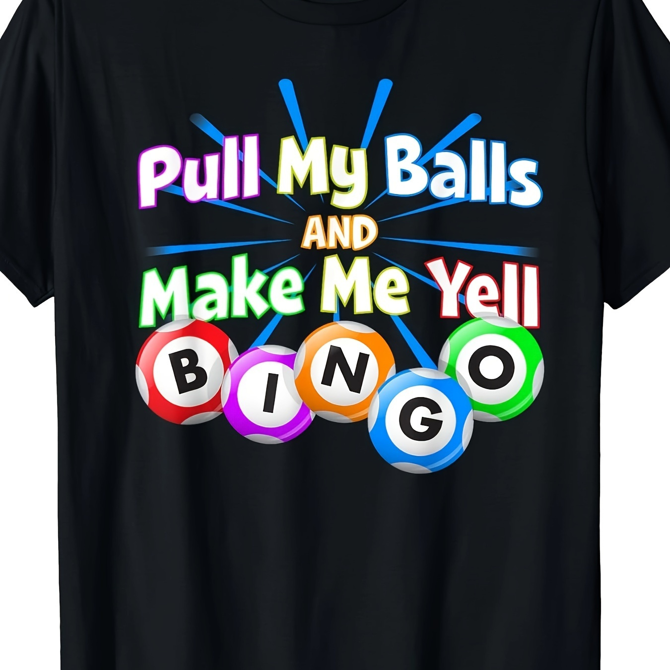 

Men's T-shirt - Humorous "pull And Yell" Design, Casual Cotton Tee With Bingo Graphics, Short Sleeve, Round Neck For Bingo Lovers, Bingo Lover Apparel|casual Round Neck|