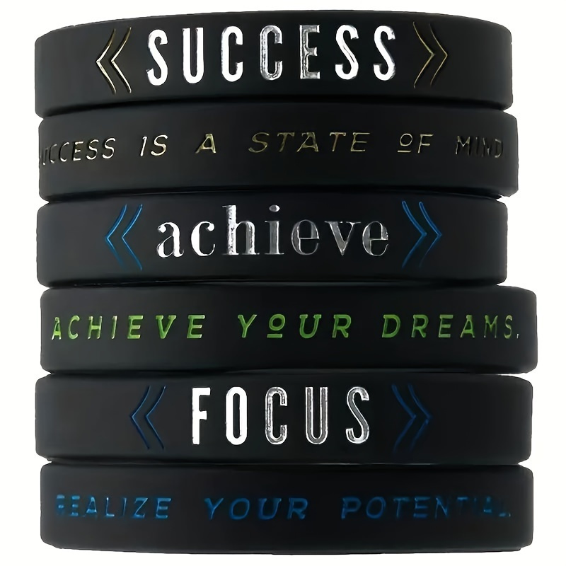 Positive Words Silicone Wristbands Inspirational Text - Temu