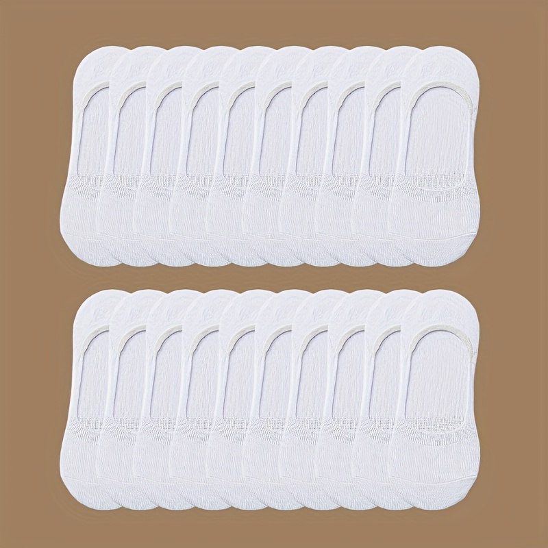 

20 Pairs Solid Invisible Socks, Simple & Breathable Unisex Low Cut Socks, Women's Stockings & Hosiery