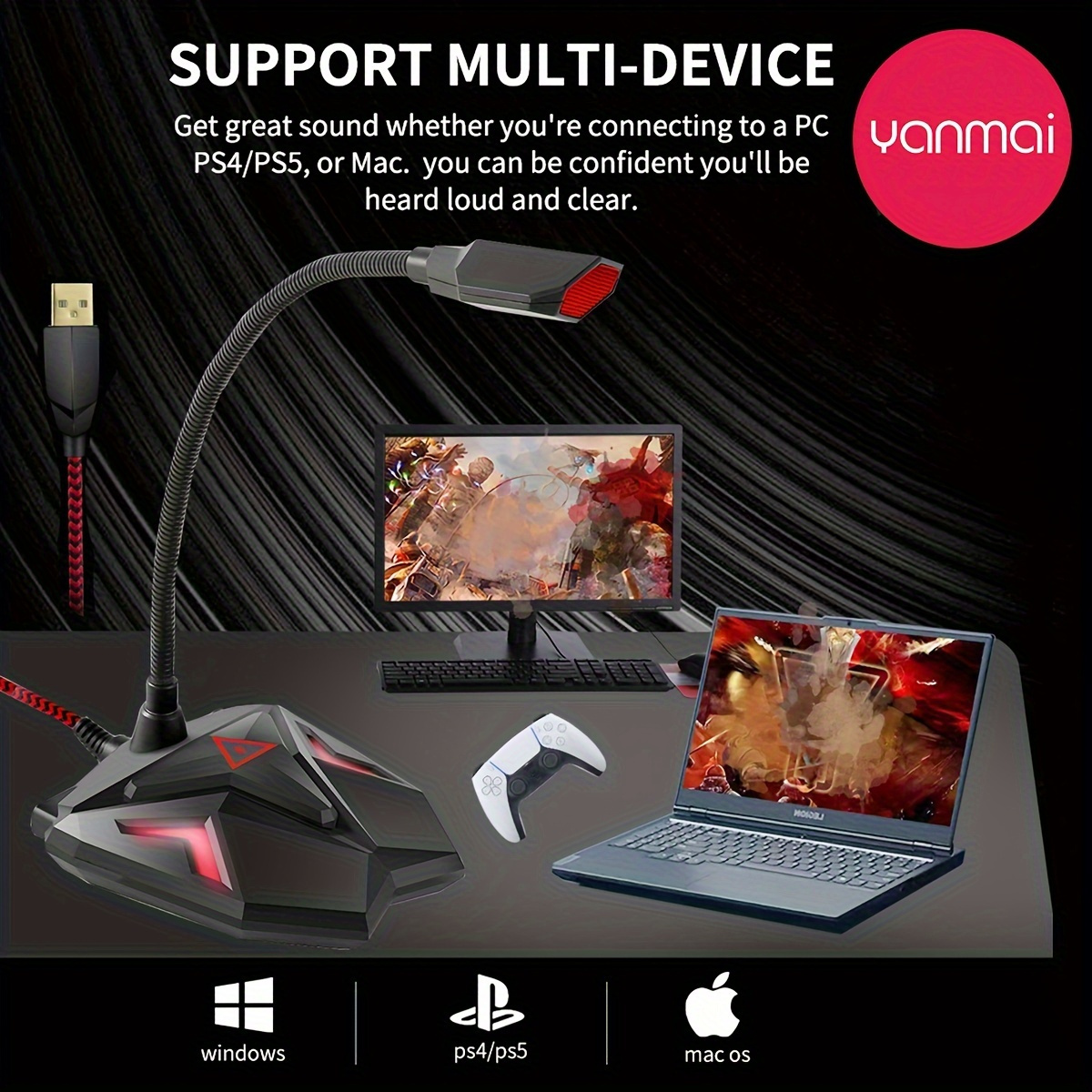 KLIM Mantis - Cascos Gaming con micrófono - Nuevo 2023 - Auriculares USB  para PC, PS4, PS5, Nintendo Switch, Mac + Sonido Envolvente 7.1 con