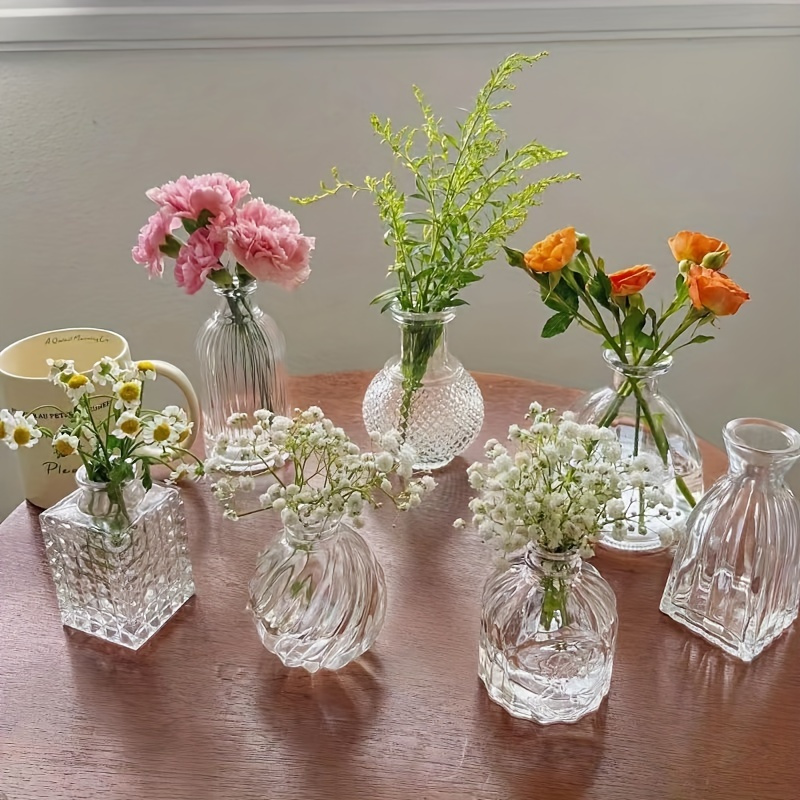 

Set Of 7, Small Vase Flower, Transparent Vintage Vase Centerpiece, Rustic Wedding Decoration, Home Table Flower Decoration