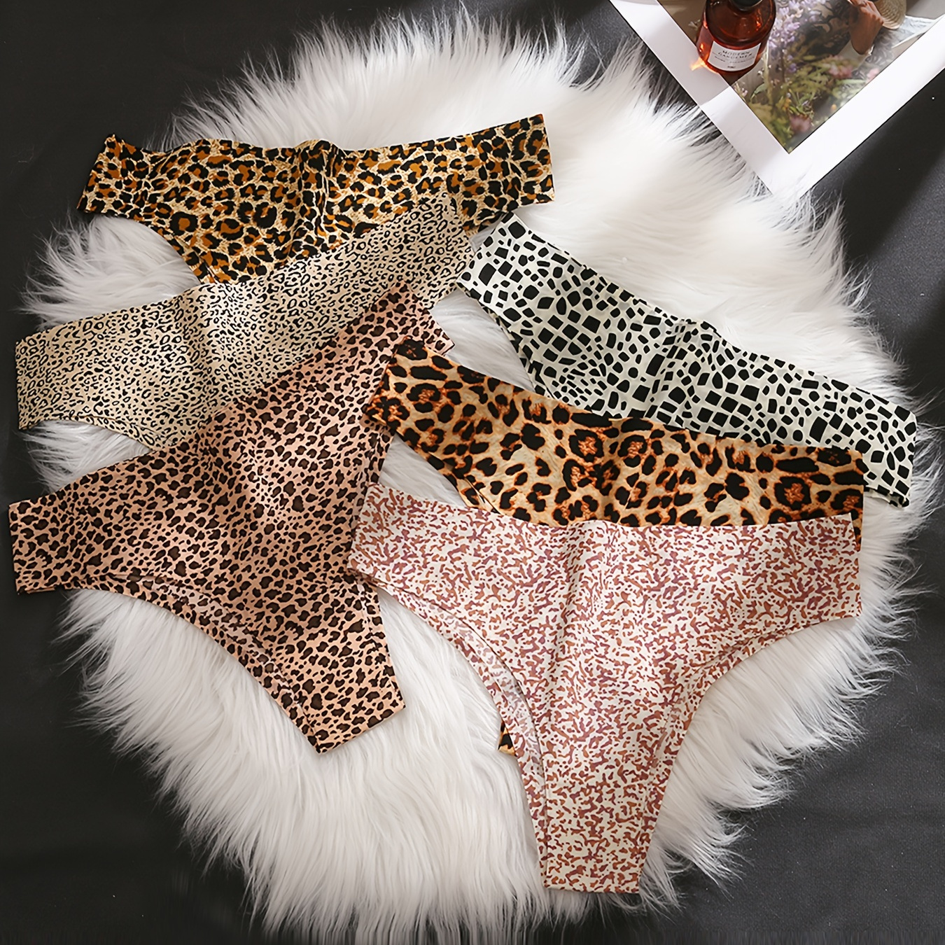 

6pcs Seamless Leopard Briefs, Comfy & Breathable Stretchy Intimates Panties, Women's Lingerie & Underwear