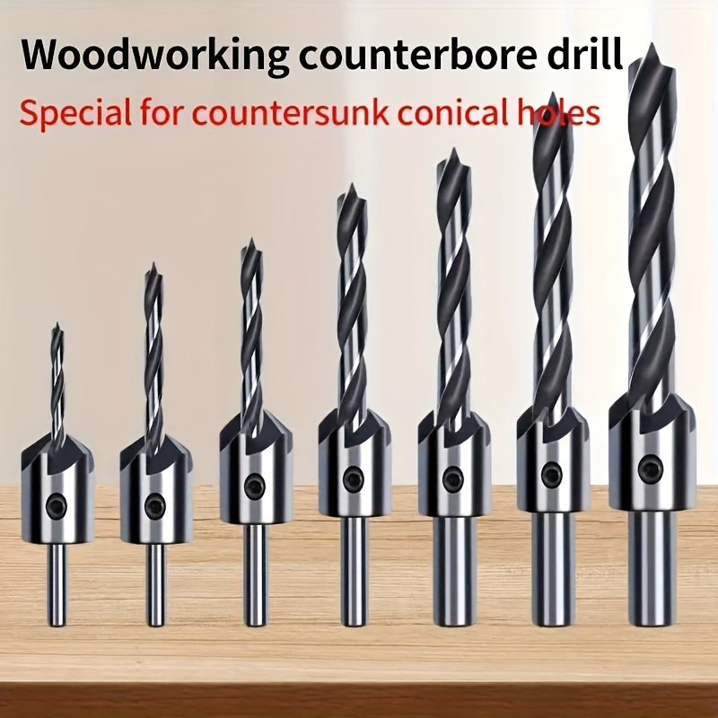 

8-piece High-speed Steel Countersink Drill Bit Set - Precision Reaming & Easy Chamfering For Woodworking, Ideal For Smooth Hole Edges In Boards, 3-10mm Countersink Drill Bit Set For Wood
