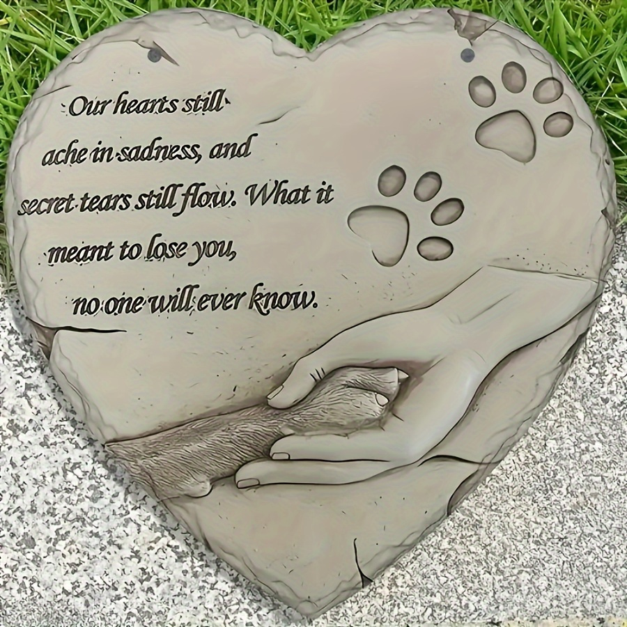 

Heart-shaped Pet Memorial Stone, 6.3" Resin Grave Marker, Contemporary Style, Sympathy Gift For Loss, Home Decor, Yard & Lawn Decoration, Acrylic, No Power Needed