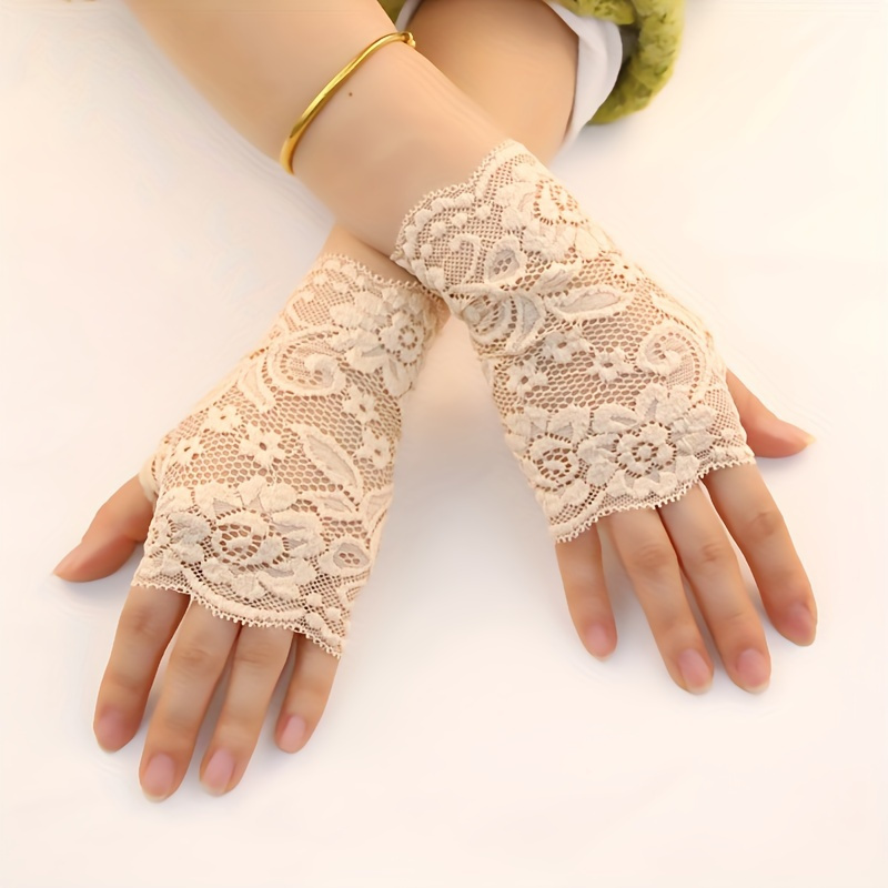 

Elegant Lace Fingerless Gloves For Women - Breathable, Sun-protective & Scar Covering, Casual