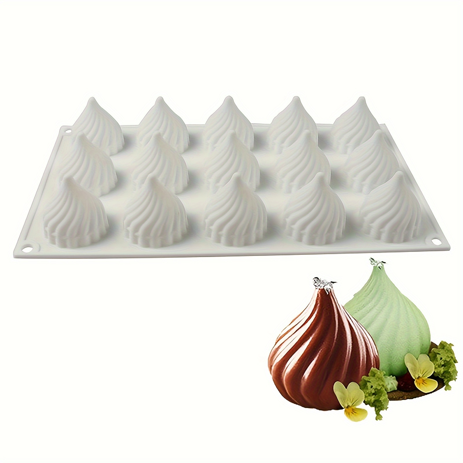 

15-cavity Mousse & Cake Silicone Mold - 3d Small Onion Shape, Diy Aromatherapy Candle Crafting Tool