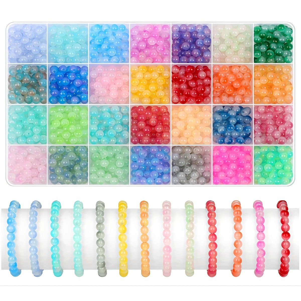 

1400 Pcs 6mm Round Glass Beads For Jewelry Making, 28 Color Round Glass Beads For Bracelet Jewelry Making And Diy Crafts