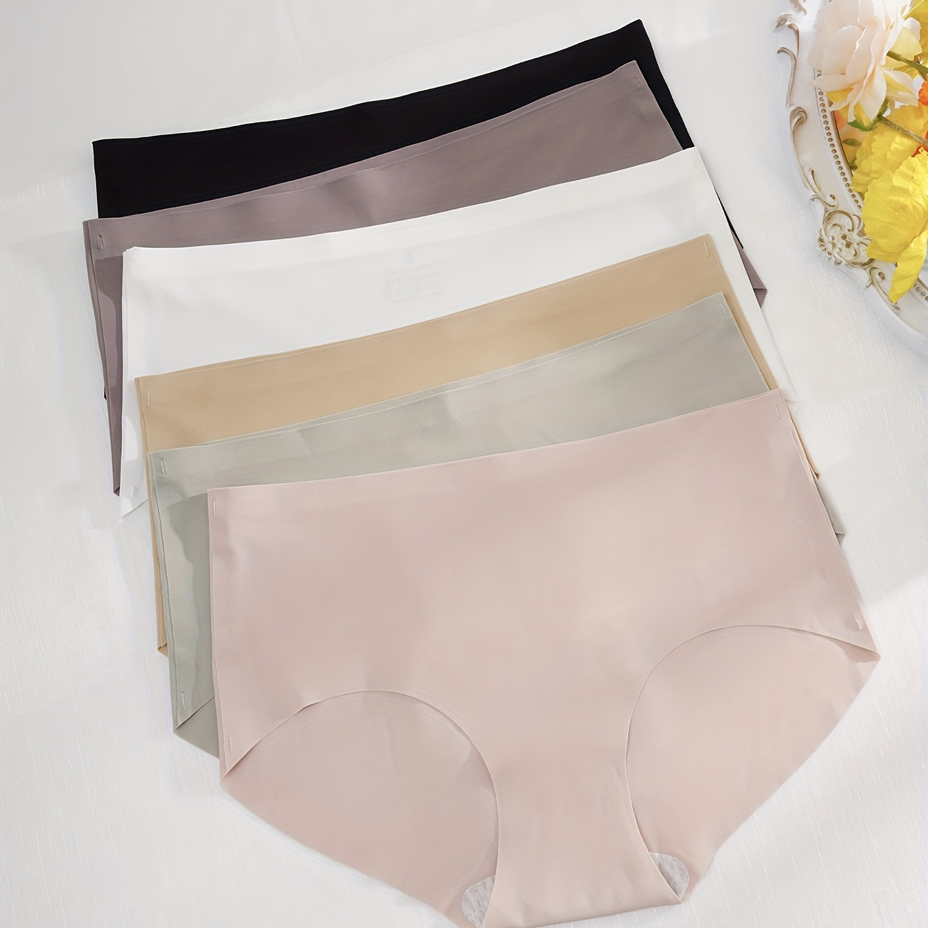 

Slips solides couture 6 pièces, culottes extensibles respirantes et confortables, lingerie et sous-vêtements pour femmes