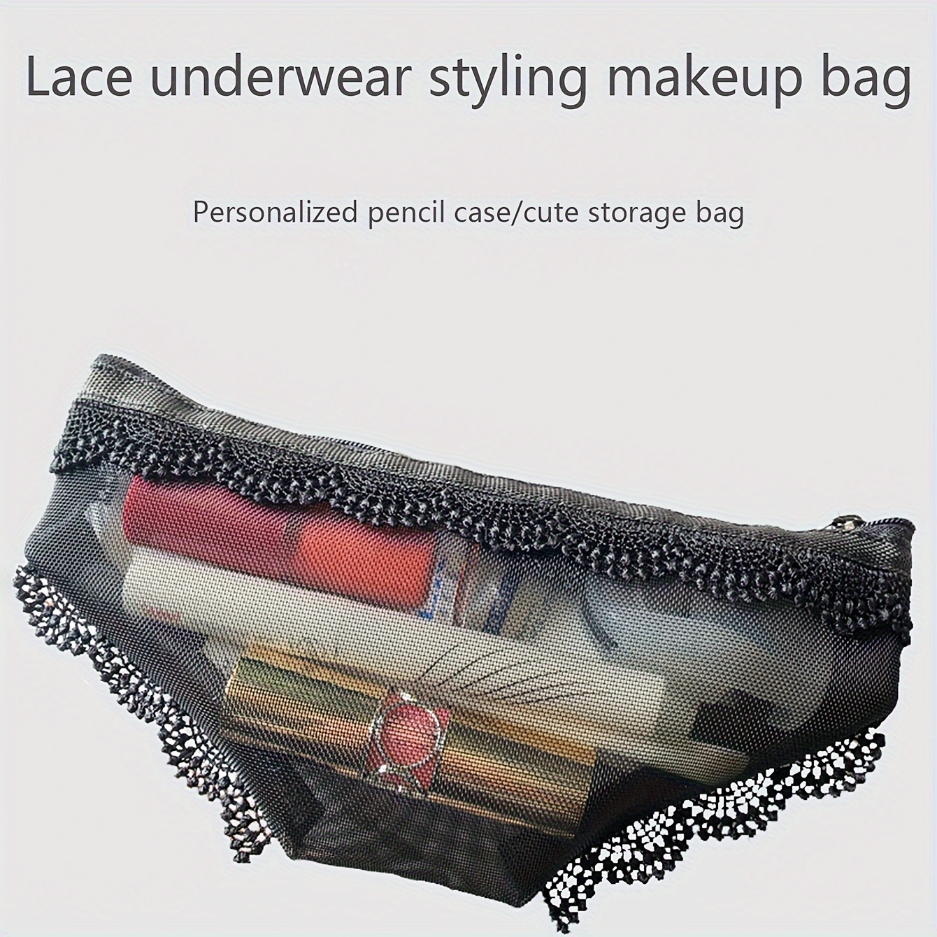 

1pc Small Inner Storage Bag With Personality, Underwear, Makeup Bag, Cosmetics, Mesh Bag, Stationery Bag, Mesh Bag