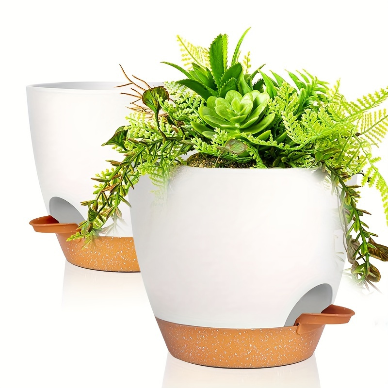 

2pcs Plant Pots Set Of 2 Pack 8 Inch, Planters For Indoor Plants With Drainage Holes, Modern Decorative Flower Pots For All House Plants, Flowers