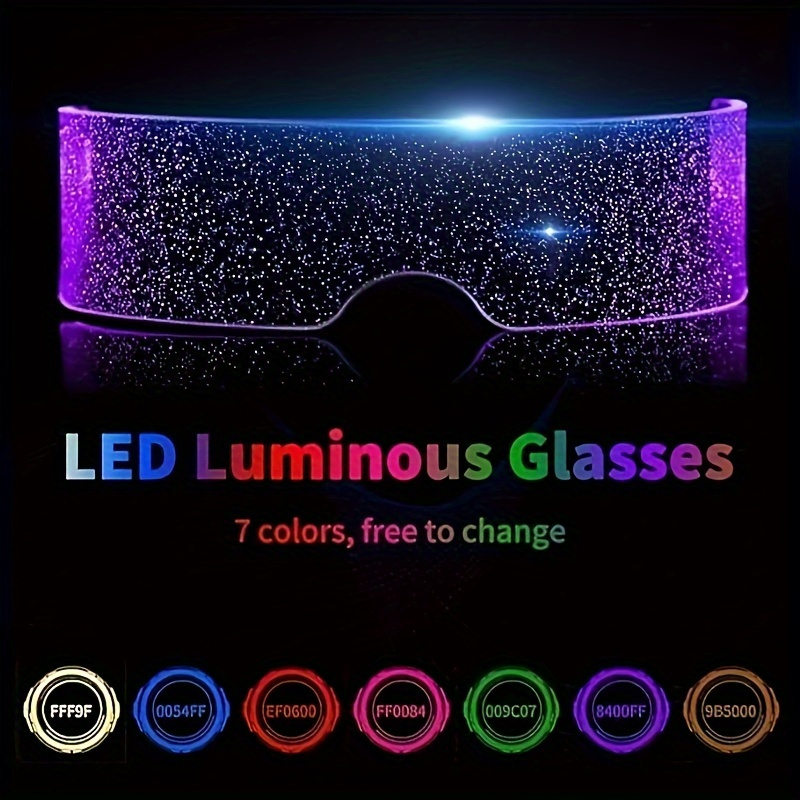 Gafas LED iluminadas con visera LED con 7 colores y 5 modos, gafas  Cyberpunk luminosas para cosplay, Halloween, bar, club, fiesta, concierto  en vivo