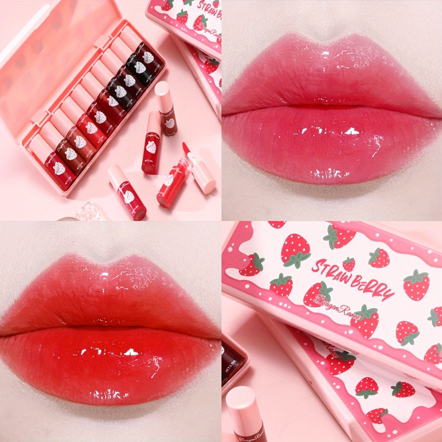 

Strawberry Girl Lip Stain Set, 10pcs Liquid Lip Gloss, Long-lasting, Non-stick Cup, Moisturizing Tinted Lip Color, Vibrant Shades Kit With Waterproof Formula, Beauty Gift Box, Ideal Gifts For Women