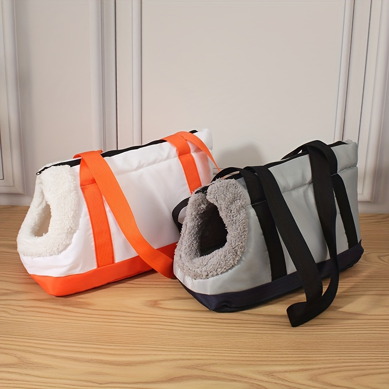 

Pet Carrier Bag With Plush Lining For Autumn Winter, Portable Dog Tote Bag