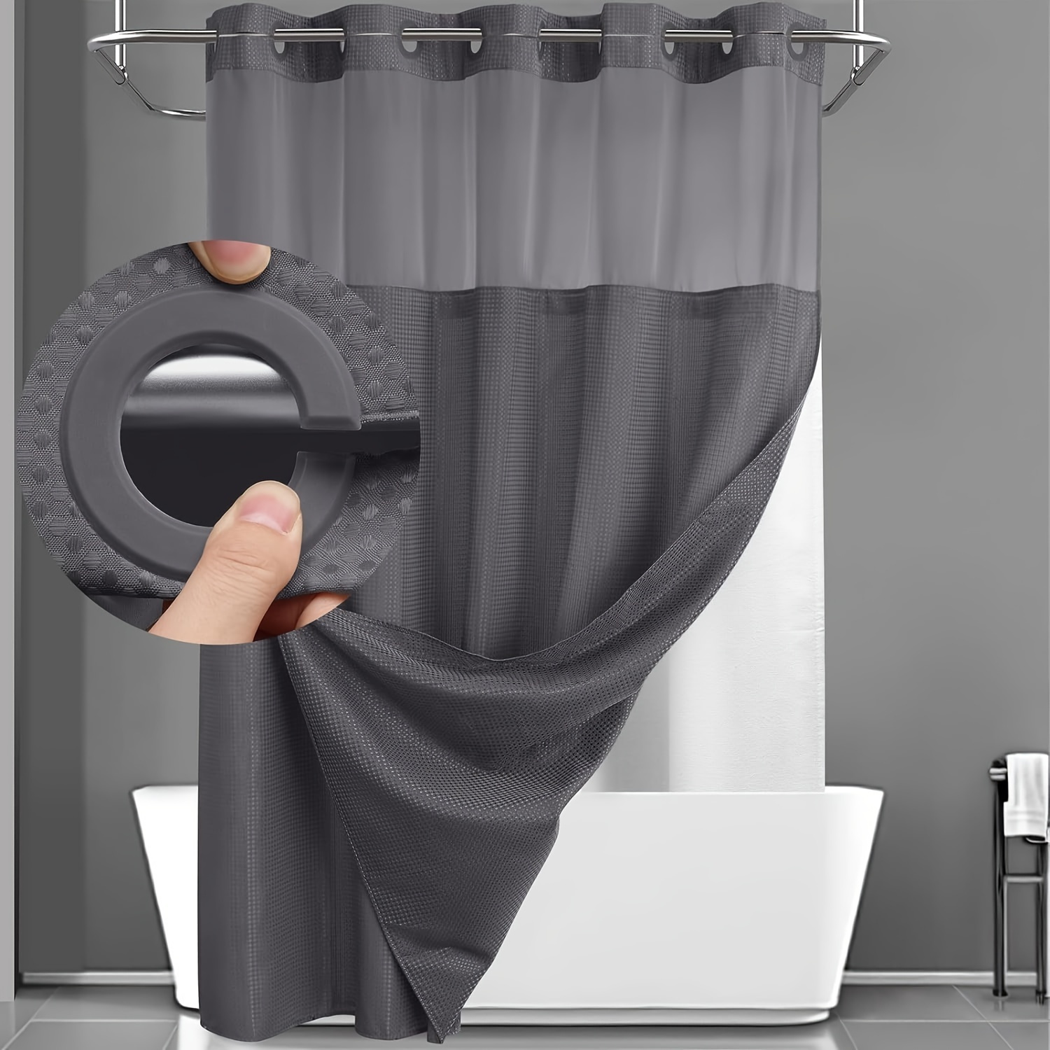 

Shower Curtain Snap-in And Top - , Spa- Bathroom , To , - Bath Accessory, Top, Washable, Universal Use