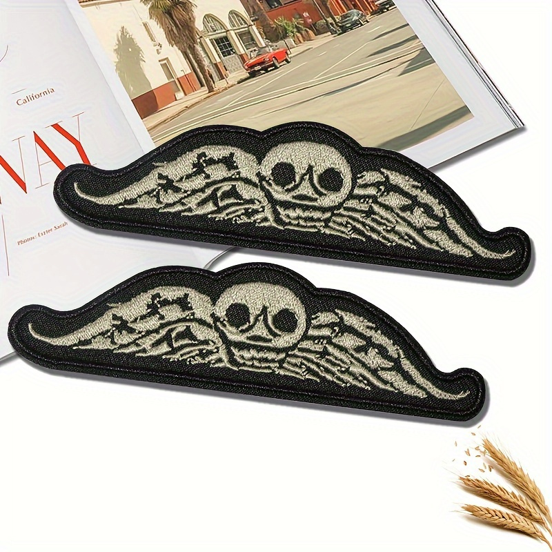 

2pcs Mixed Color Halloween Deaths Head Tombstone Embroidered Iron-on Patch