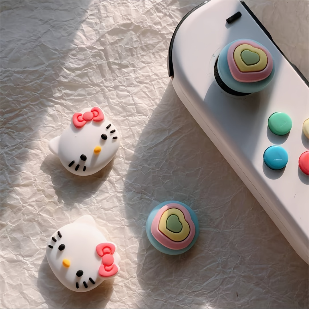 

4pcs/set Hellokitty Cute Hreat For Switch Rocker Cap Multifunctional Ns Handle Silicone Rocker Protective Cover Adapted To Oled Switch Birthday Christmas Gift For Youth Game Lovers