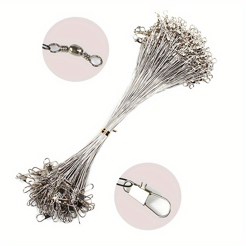 

50pcs Steel Fishing Line With Swivel - 7.87/9.45/11.81in Anti-bite Wire Leader For Maximum Catches!