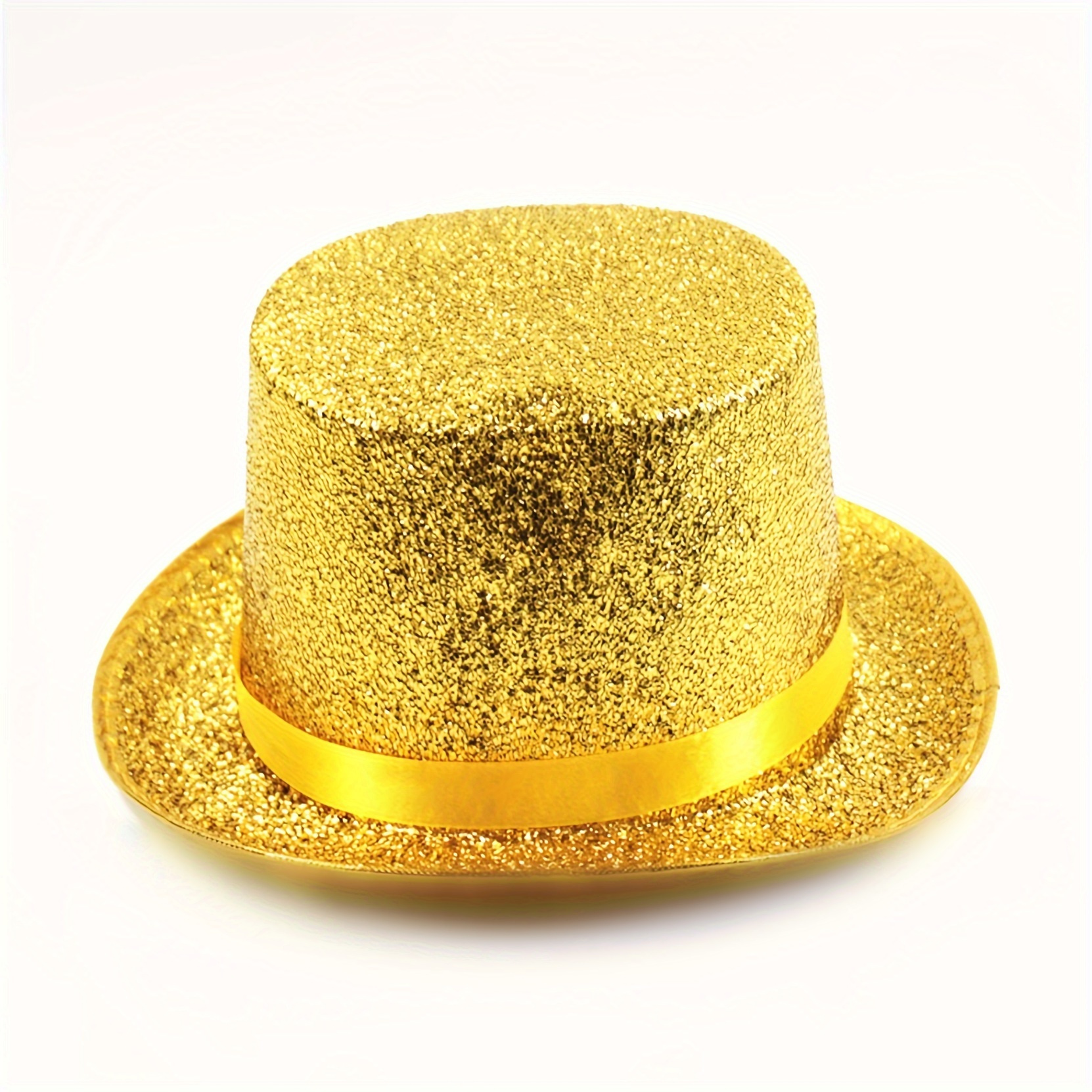 

Eye Catching Golden Sequins Gentlemen Top Hat, Photo Prop Halloween Cosplay Magician Hat