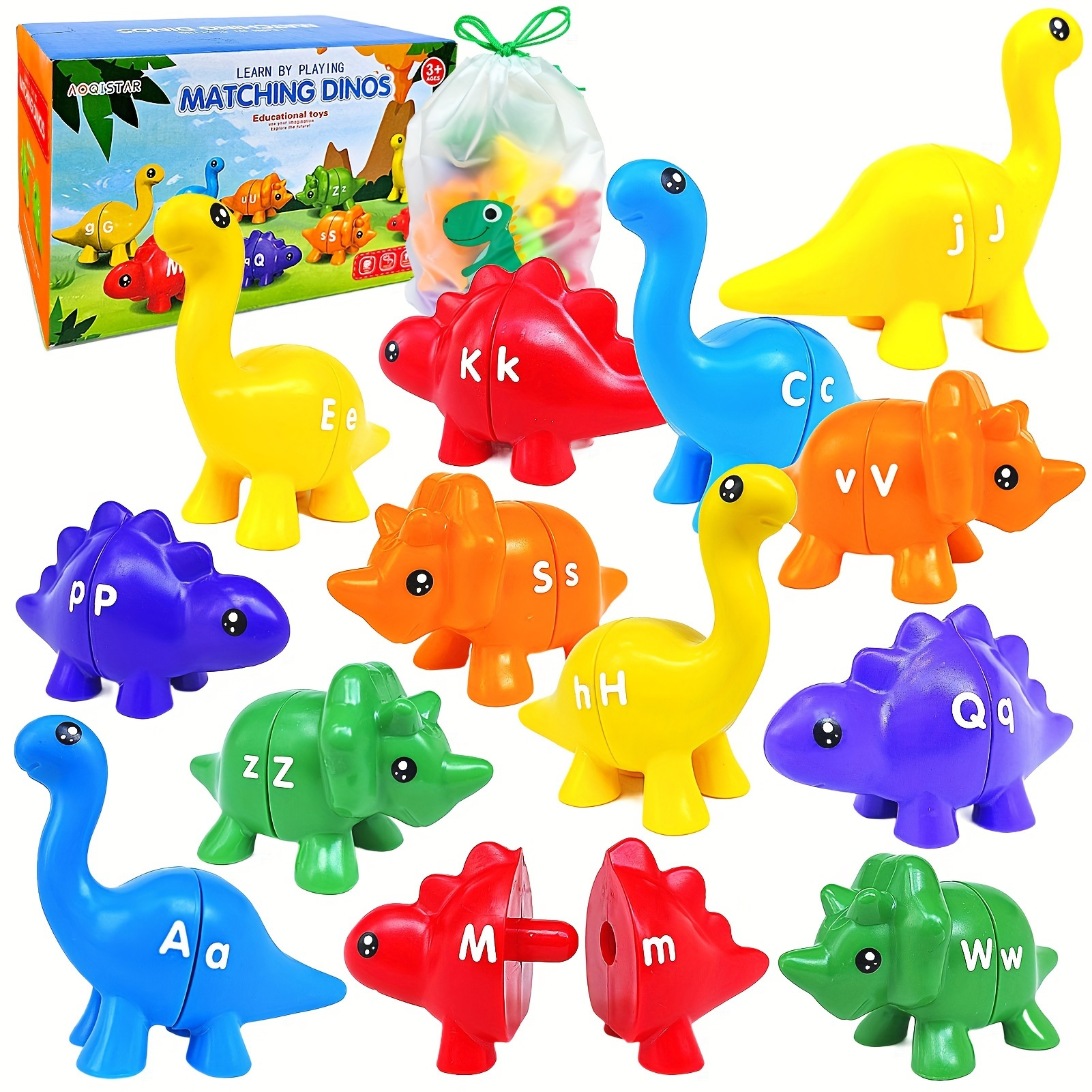 

Mypre Dinosaur Matching Game, Alphabet & Numbers 1-10, Plastic, Montessori Educational Toy For Boys & Girls Ages 0-6, Counting & Sorting, Sensory Trash Can Playset
