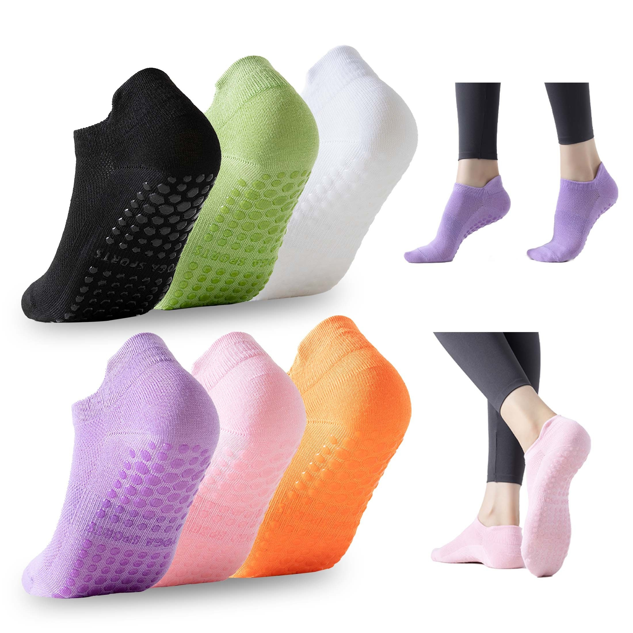 

1/3 paires de chaussettes de yoga respirantes et antidérapantes pour le fitness en intérieur, danse de yoga silencieuse et non perturbatrice, Pilates, exercice de fitness pour femmes