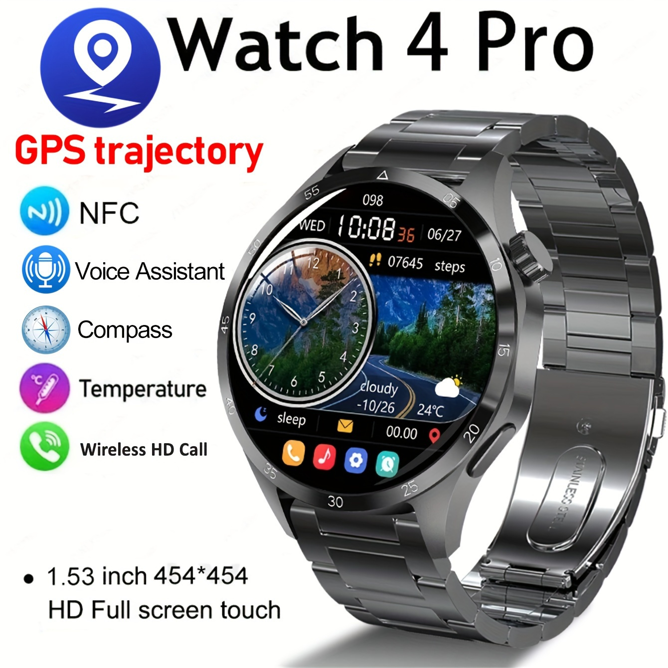 

Guhuavmi 2024 New Gps Smartwatch Men Gt4 Pro+1.53-inch Amoled 360 * 360 Hd Screen Wireless Call Nfc Smartwatch Women