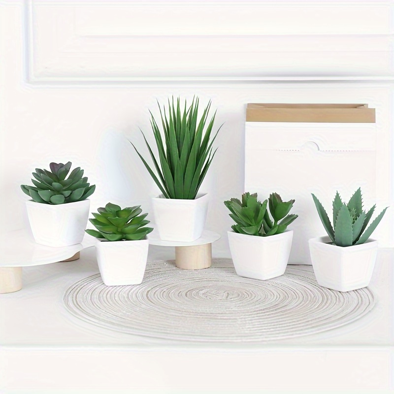 

5pcs/set Artificial Succulent Plants - Fake Succulent Green Plant Bonsai Suitable For Indoor Home Office Desktop Decor