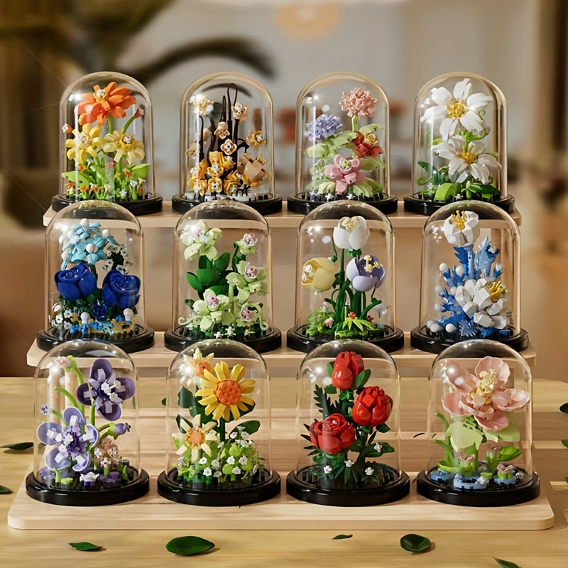 

green Thumb" Bloom & Grow Building Blocks Set - Dust-proof, Colorful Flower Collection For Kids 8-12, Perfect Desk Decor & Gift Idea