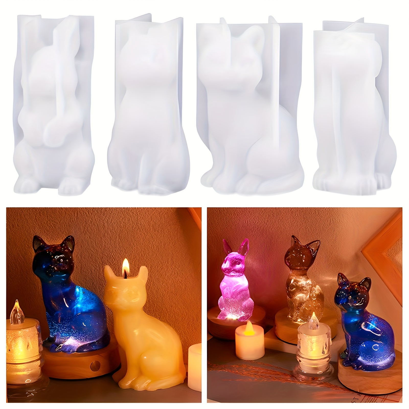 

1pc 3d Rabbit, Cat, Dog Animal Ornament Candle Making Silicone Mold, Diy Aromatherapy Plaster Silicone Mold Home Decor Ornament, Handmade Candle Making Resin Mold