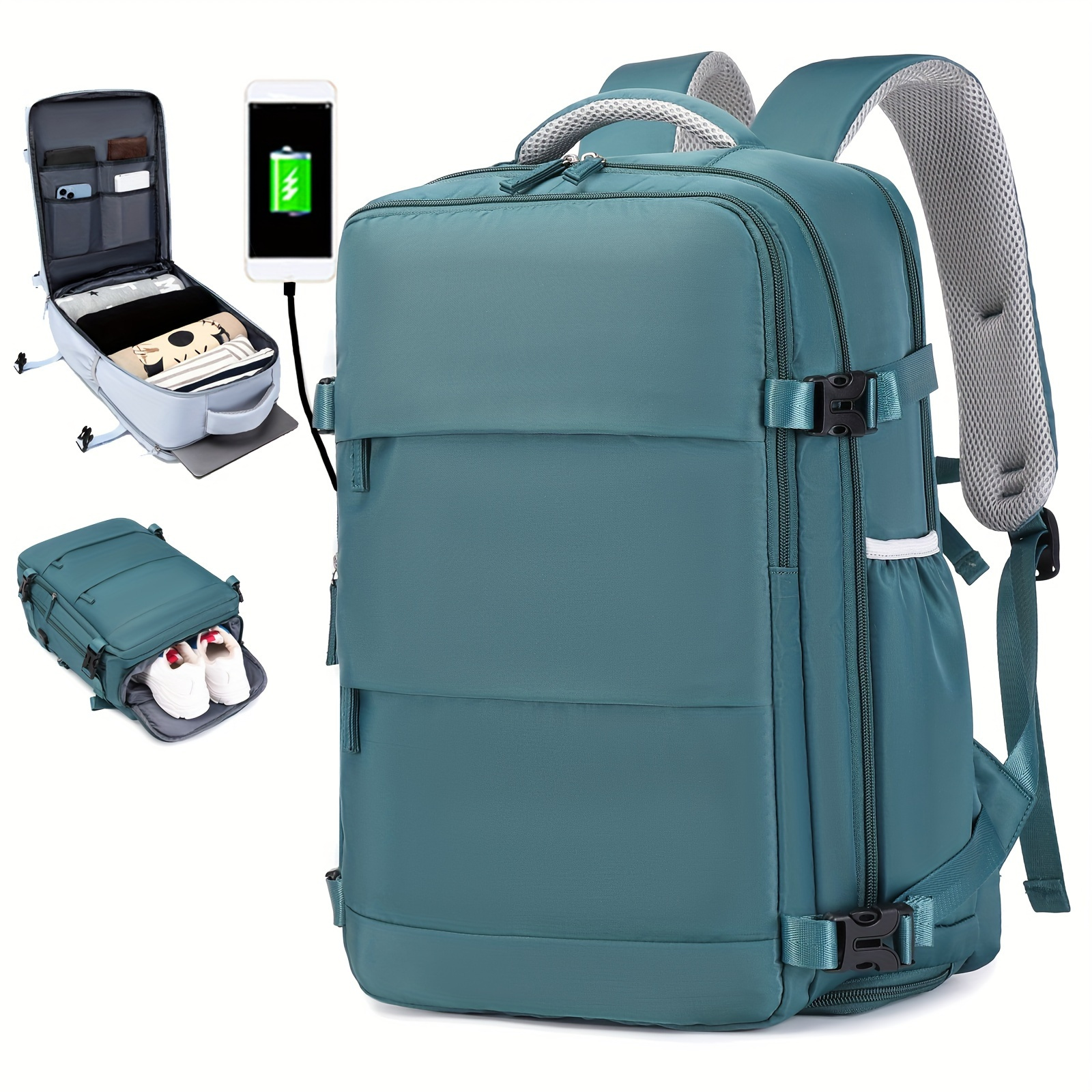 

Travel Backpack With Shoes Compartment, Expandable Luggage Bag, Large Capacity Laptop Schoolbag