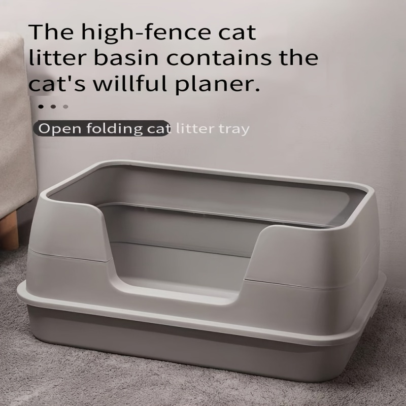 

Extra-large Foldable Cat Litter Box - Spill-proof, Easy Clean Square Plastic Toilet For Cats