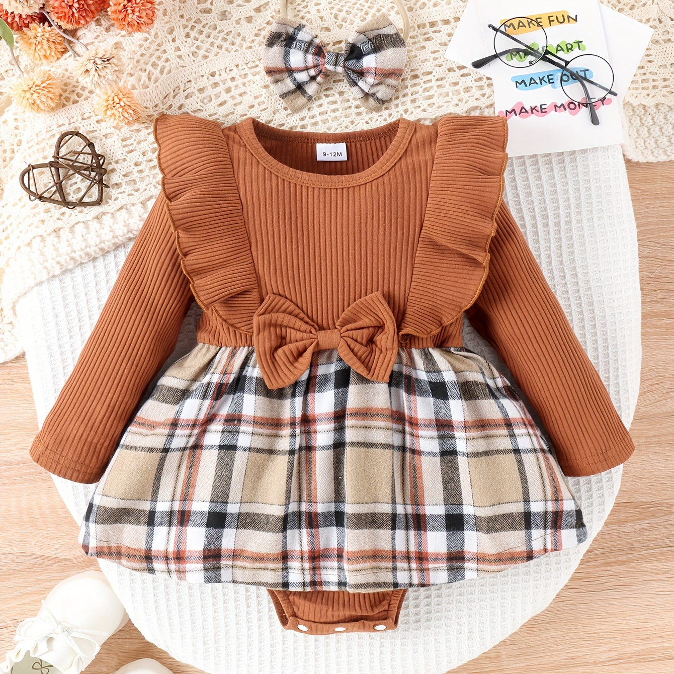 Cute Baby Girl Long Sleeve Ruffle Plaid Skirt Swing Triangle - Temu Canada