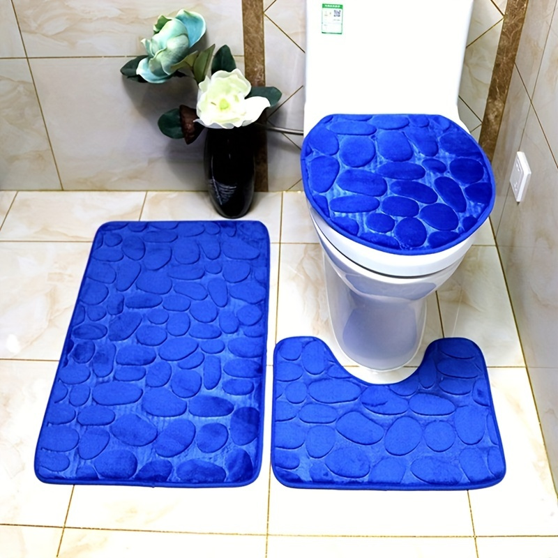 

1pc Soft And Non-slip Flannel Bath Rug With Embossed And Quick Drying - Home Bathroom And Shower - Machine Washable And - Adds Comfort And Style To Your Bathroom Decor, Bathroom Decorations