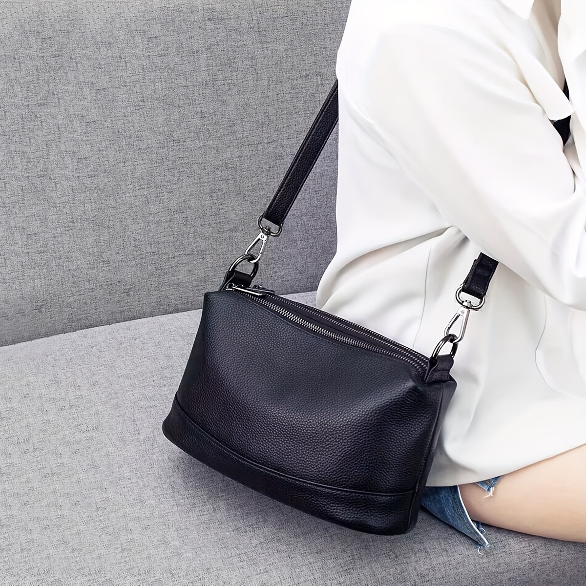 

Trendy Zipper Messenger Bag, All- Solid Color Shoulder Bag, Perfect Crossbody Bag For Daily Use