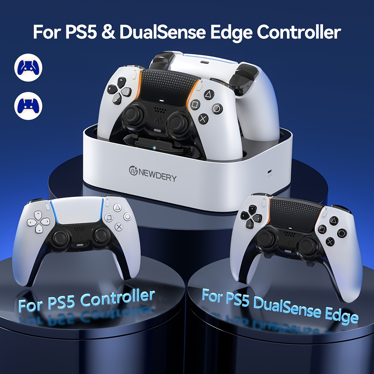 

Newdery Laadstation Voor Dual-sense Edge, Snellader, Houder Voor Playstation 5 Dual-sense Edge Controller Met Led-indicatoren/ Dual Opladers