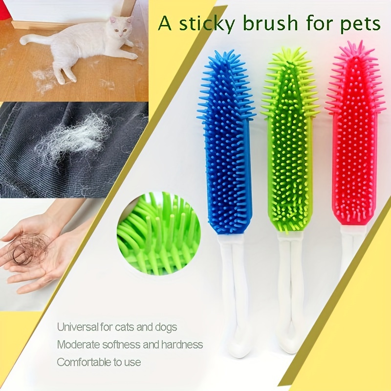 

1pc Pet Hair Remover Brush, Soft Silicone Bristle Massage Tool For Dogs And Small Animals, Easily Removes Sticky Hair