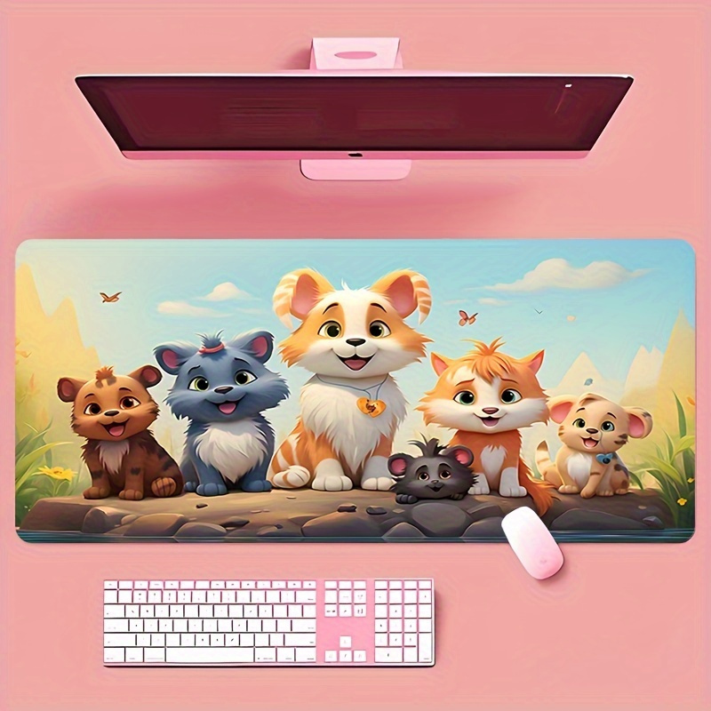 

Cute Dog Mouse Pad Oversized Cute Pet Learning Desk Pad Non-slip Office Computer Keyboard Locking Edge Pad