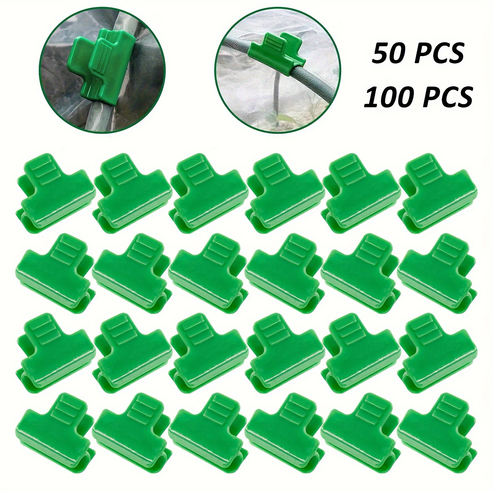 

50/ PCS Clips en plastique vert pour serre - Idéal pour fixer les films, les filets d'ombrage et les plantes dans