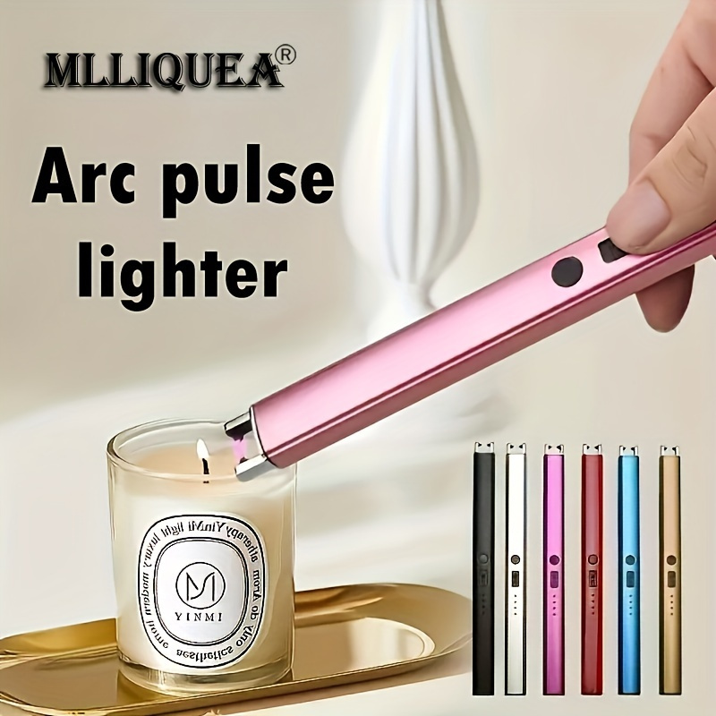  Electric Candle Lighter Long Pen Shape Windproof Pulse Arc  Lighers USB Rechargeable for Candle Kitchen Fireplace Camping BBQ (Black) :  Health & Household