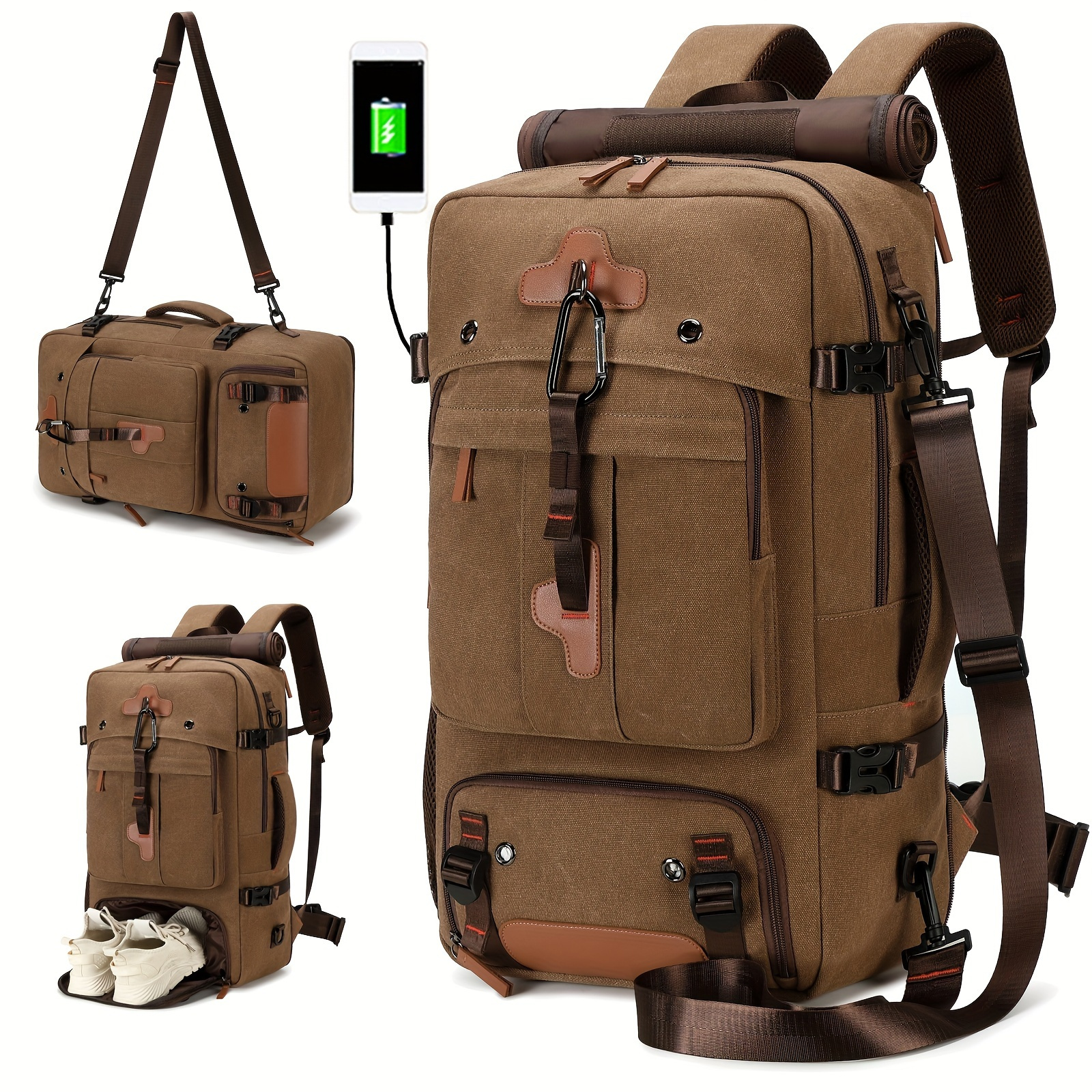 

Sac à Dos de Randonnée 40L avec Compartiment à Chaussures - Grande , Polyester , Bretelles Réglables, Poche pour Ordinateur Portable & Port de Chargement USB pour Camping et Voyage