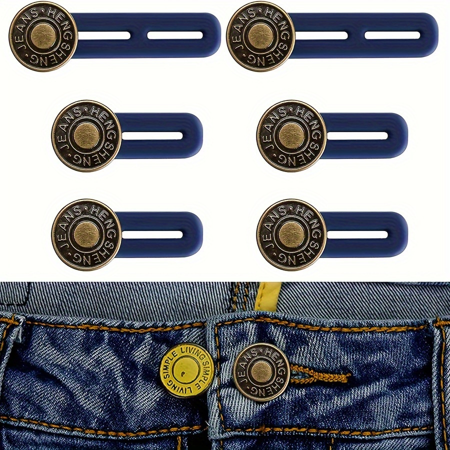 

6pcs Button Extenders For Jeans, Pants Extender For Women And Men, Button Extender For Jeans, Waist Extender, Instant Belt Extender For Jeans, Pants, And Shirt Collars With Metal Silicone