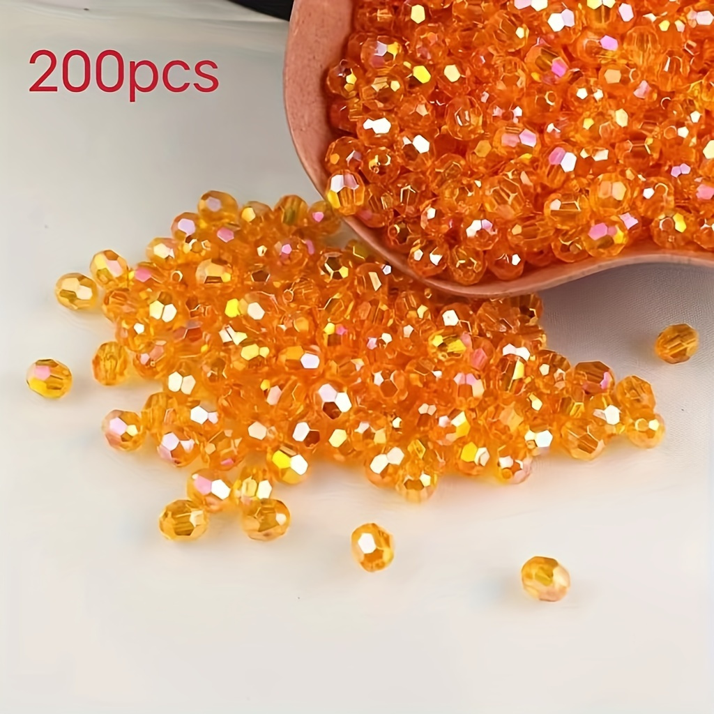 

200pcs 8mm Iridescent Faceted Acrylic Beads, Ab Color Transparent, Diy Jewelry Making Kit For Bracelets & Necklaces Crafting