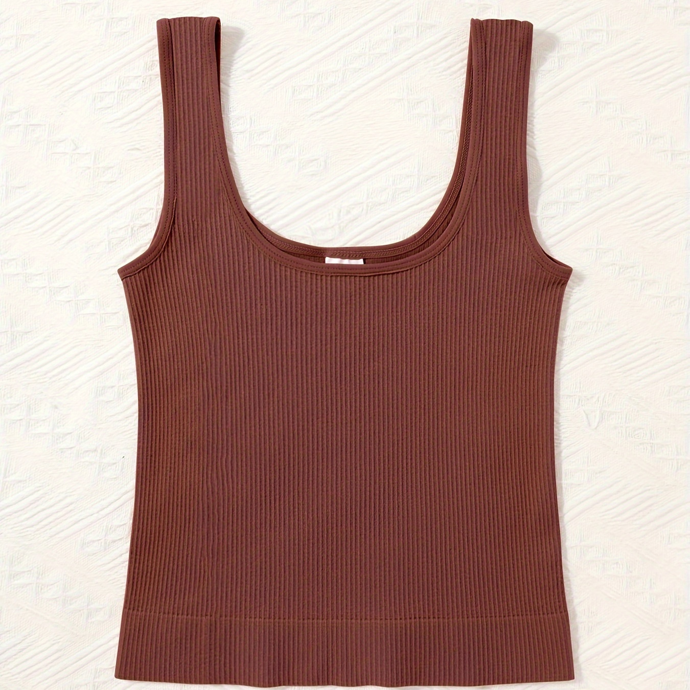 

Solid Color High Elasticity Ribbed Tank Top, Slim Fit Sleeveless Vest, Casual Style For Outer Or Inner Wear