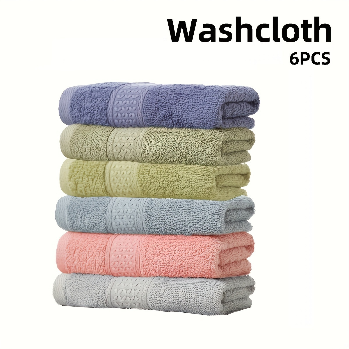 

6pcs Cotton Wash Cloths Face Cloths With 6 Colors, Bathroom Washcloth Set Highly Absorbent Face Cloths, 13*13in, Bathroom Accessory
